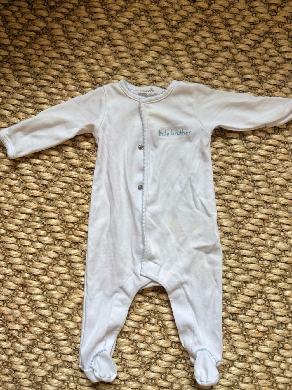 Magnolia Baby White 'Little Brother' Footed One-Piece